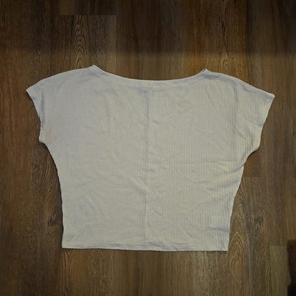 Express Ivory/White Waffle Shirt